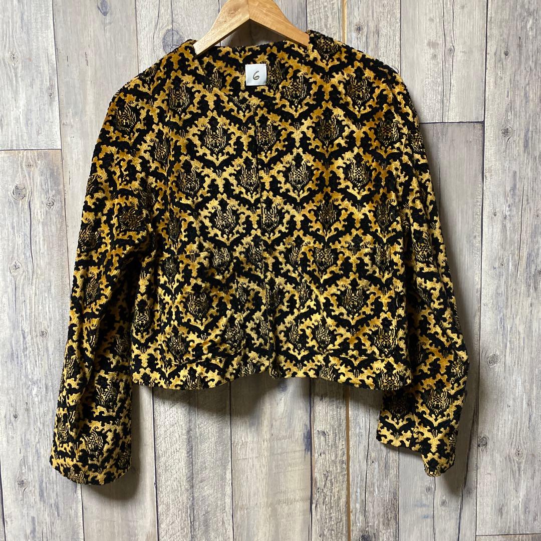 極美品 6（ROKU）カットパイルジャカード ジャケット 38