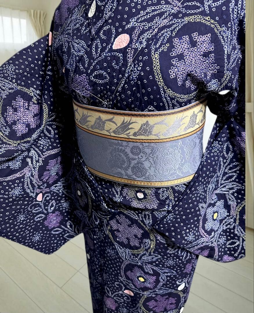 2点セット❣️新品美品✨トールサイズ✨有松鳴海絞り浴衣　藍染に紫