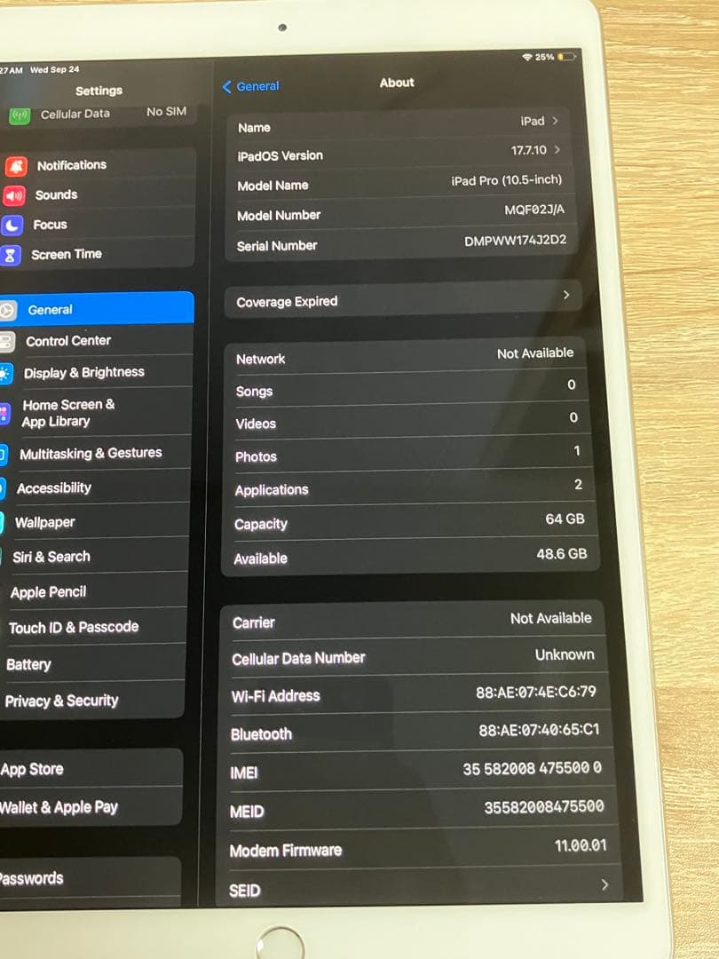 ipad pro10.5インチ 64GB wifi+cellularモデル