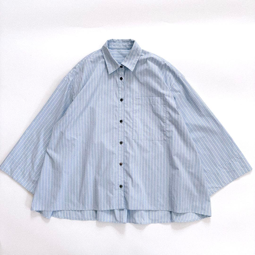 ルフィル LE PHIL ストライプ スパンタイプライターシャツ ライトブルー