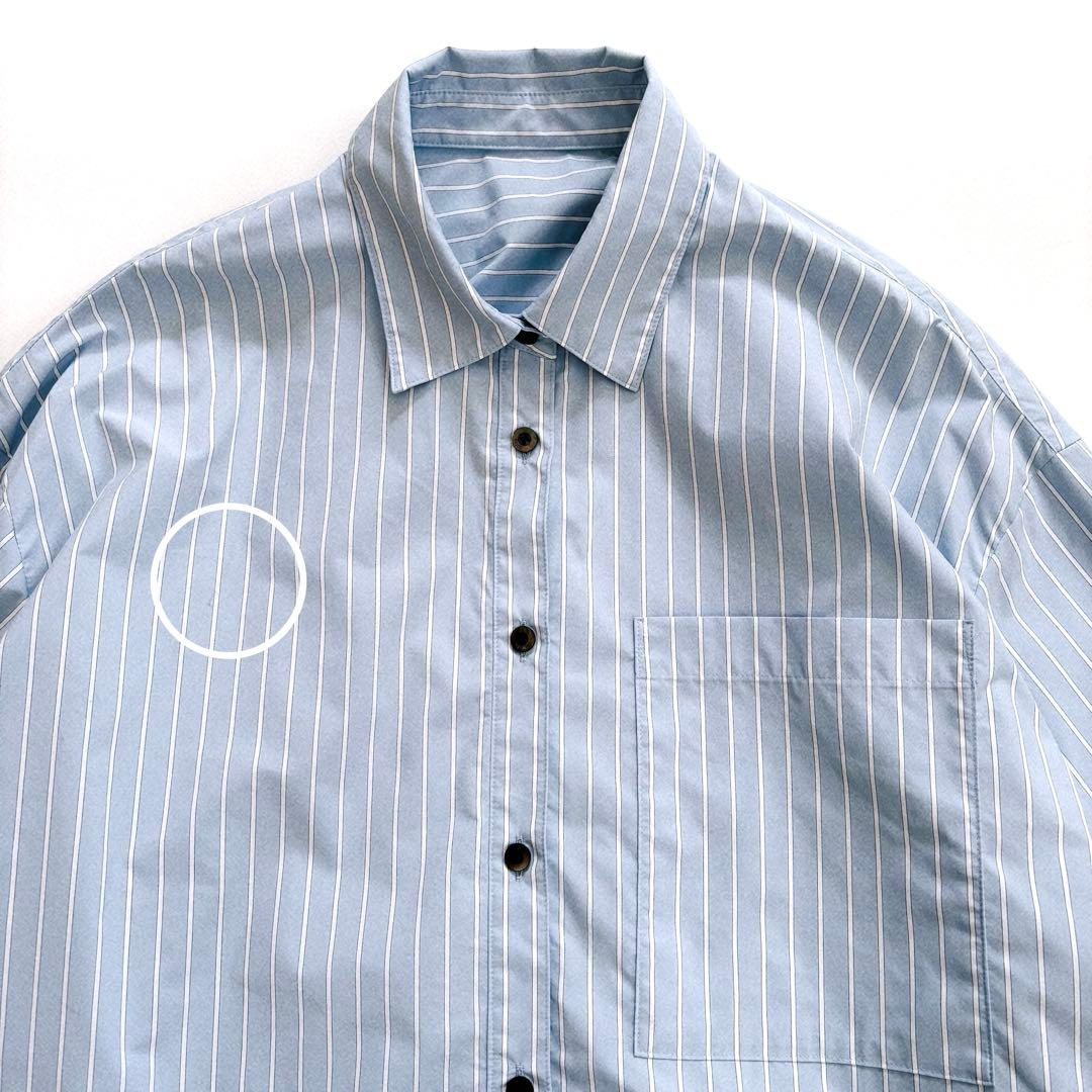 ルフィル LE PHIL ストライプ スパンタイプライターシャツ ライトブルー