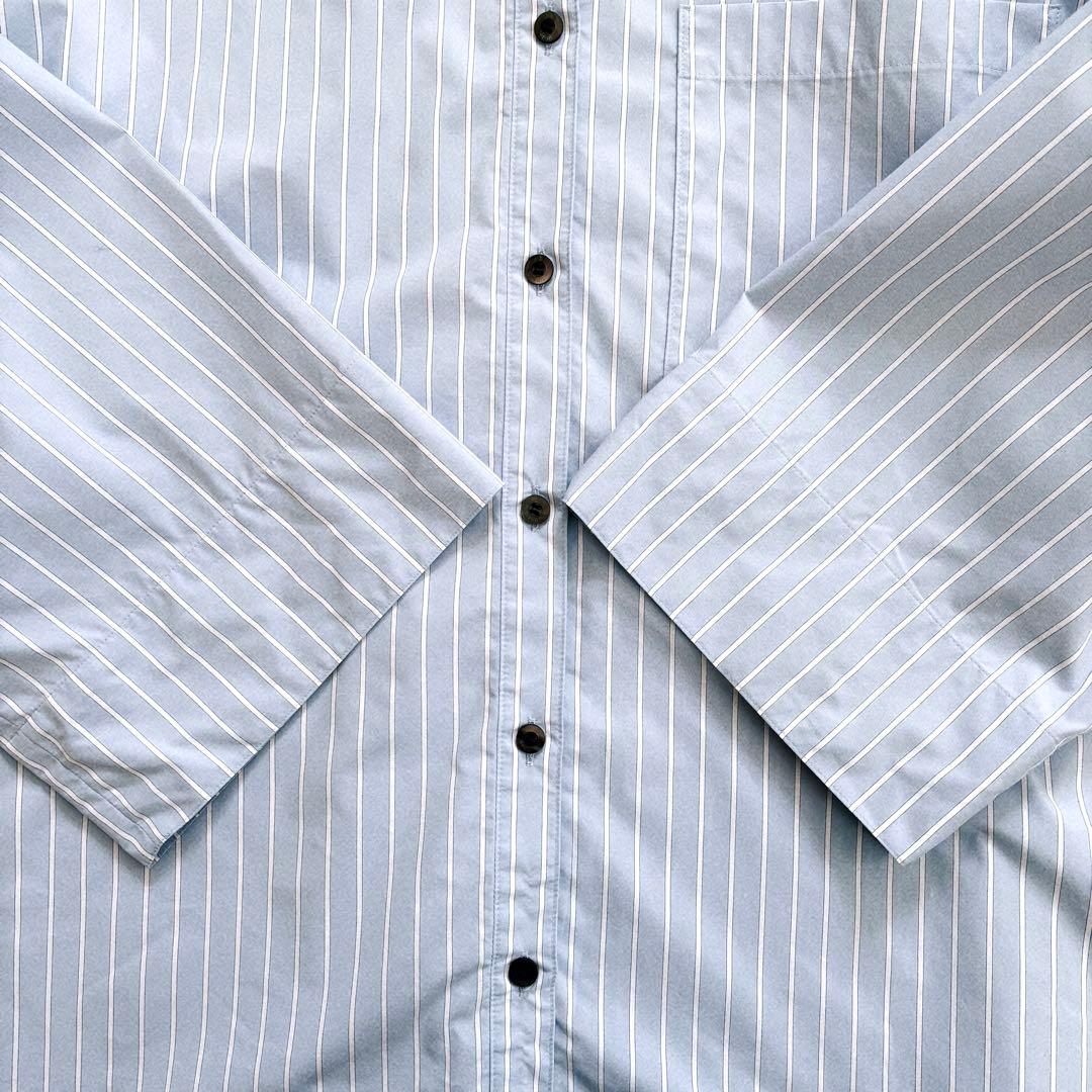 ルフィル LE PHIL ストライプ スパンタイプライターシャツ ライトブルー