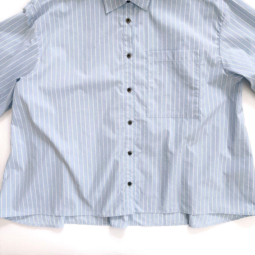 ルフィル LE PHIL ストライプ スパンタイプライターシャツ ライトブルー