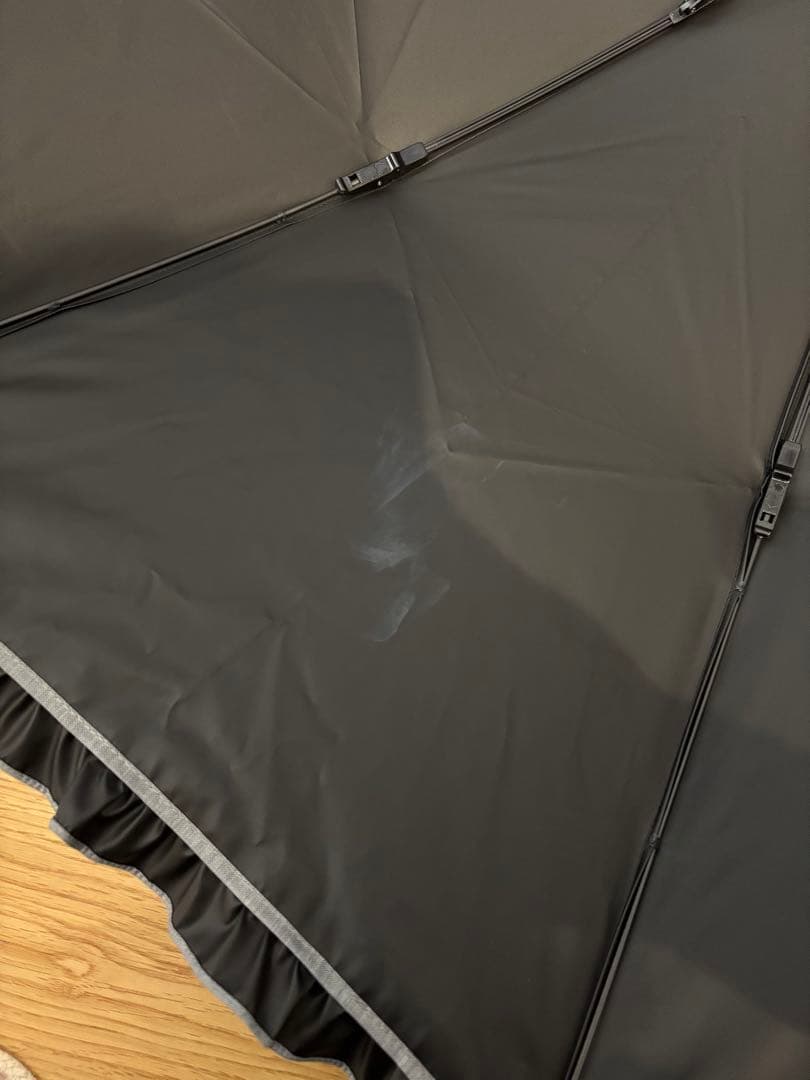 サンバリア100 2段折　フリル　フロスト　グレー　木曲がり手元