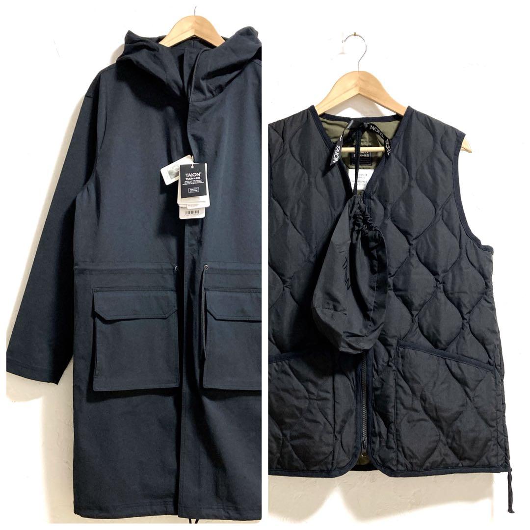 【新品タグ付き】TAION フーデッドコート ダウンベストセット　ブラック　L