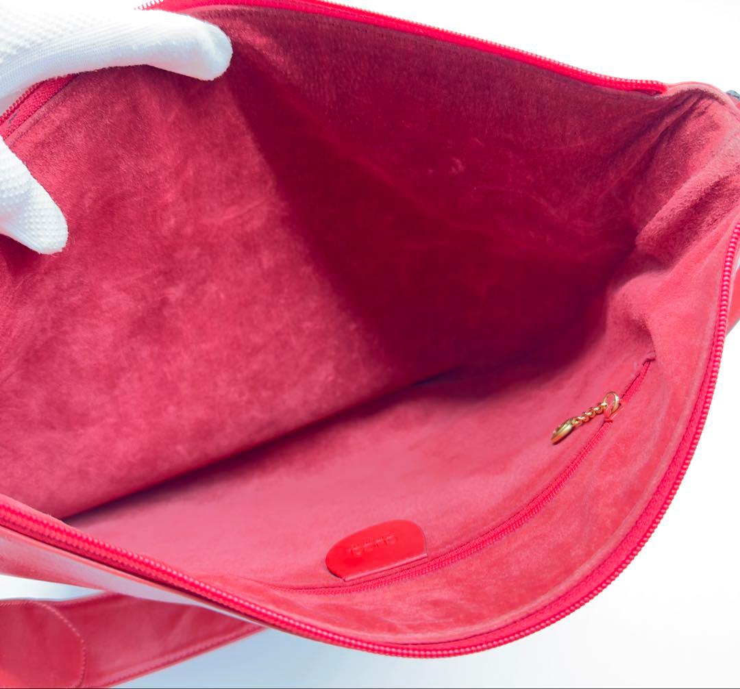 オールドグッチ バッグ 鞄 レザー クロスボディ 斜めがけ レッド 赤