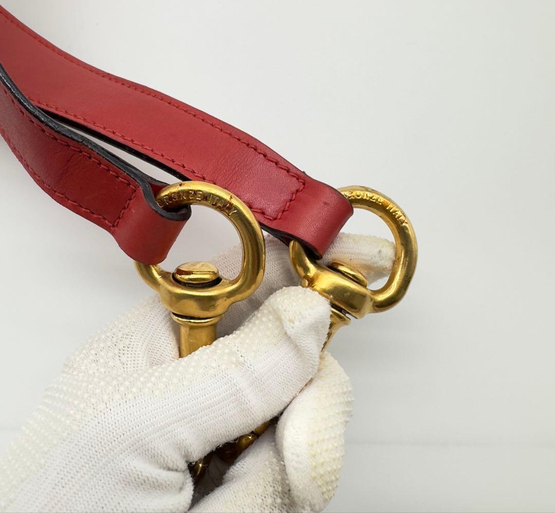 オールドグッチ バッグ 鞄 レザー クロスボディ 斜めがけ レッド 赤