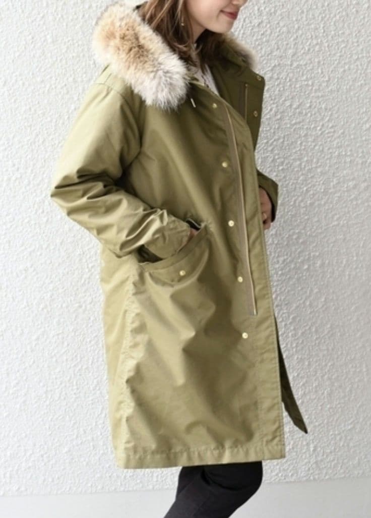 SHIPS モッズコート ファー付きカーキ