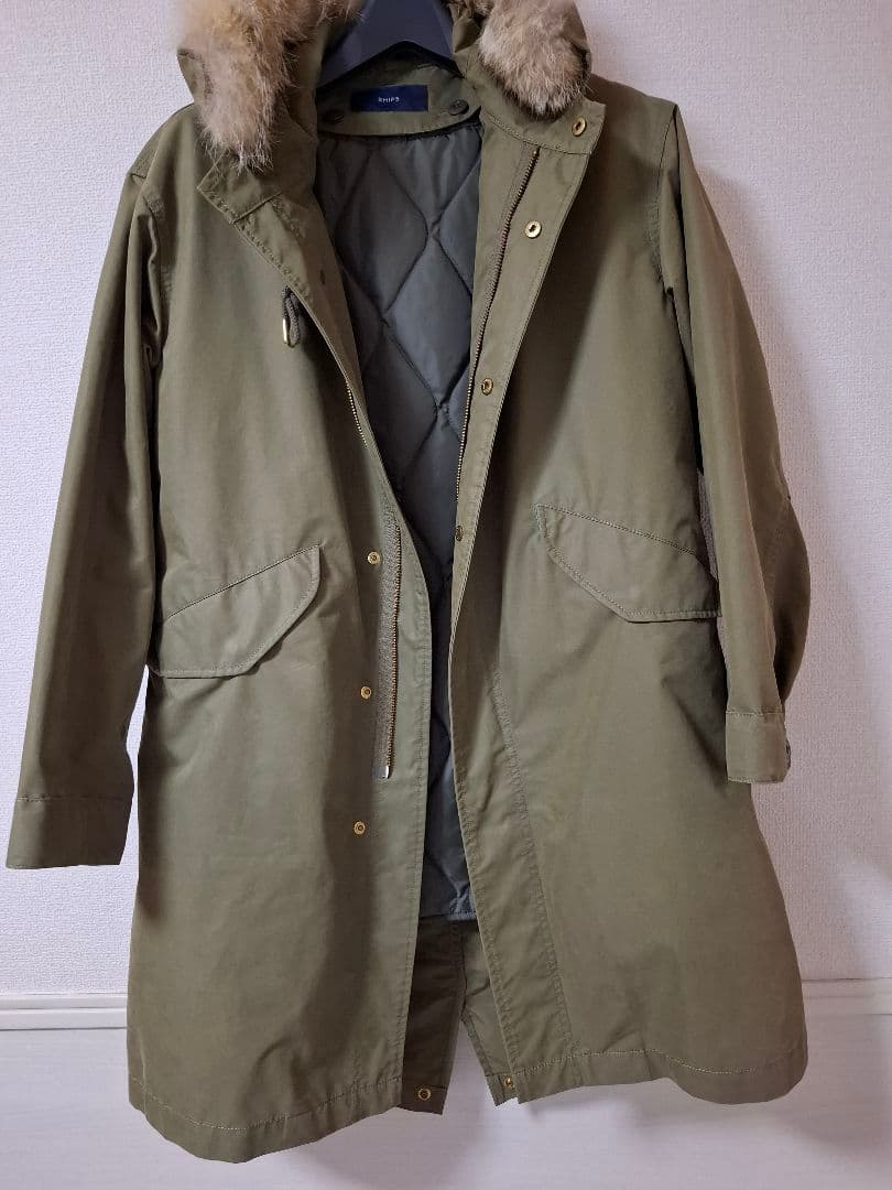 SHIPS モッズコート ファー付きカーキ