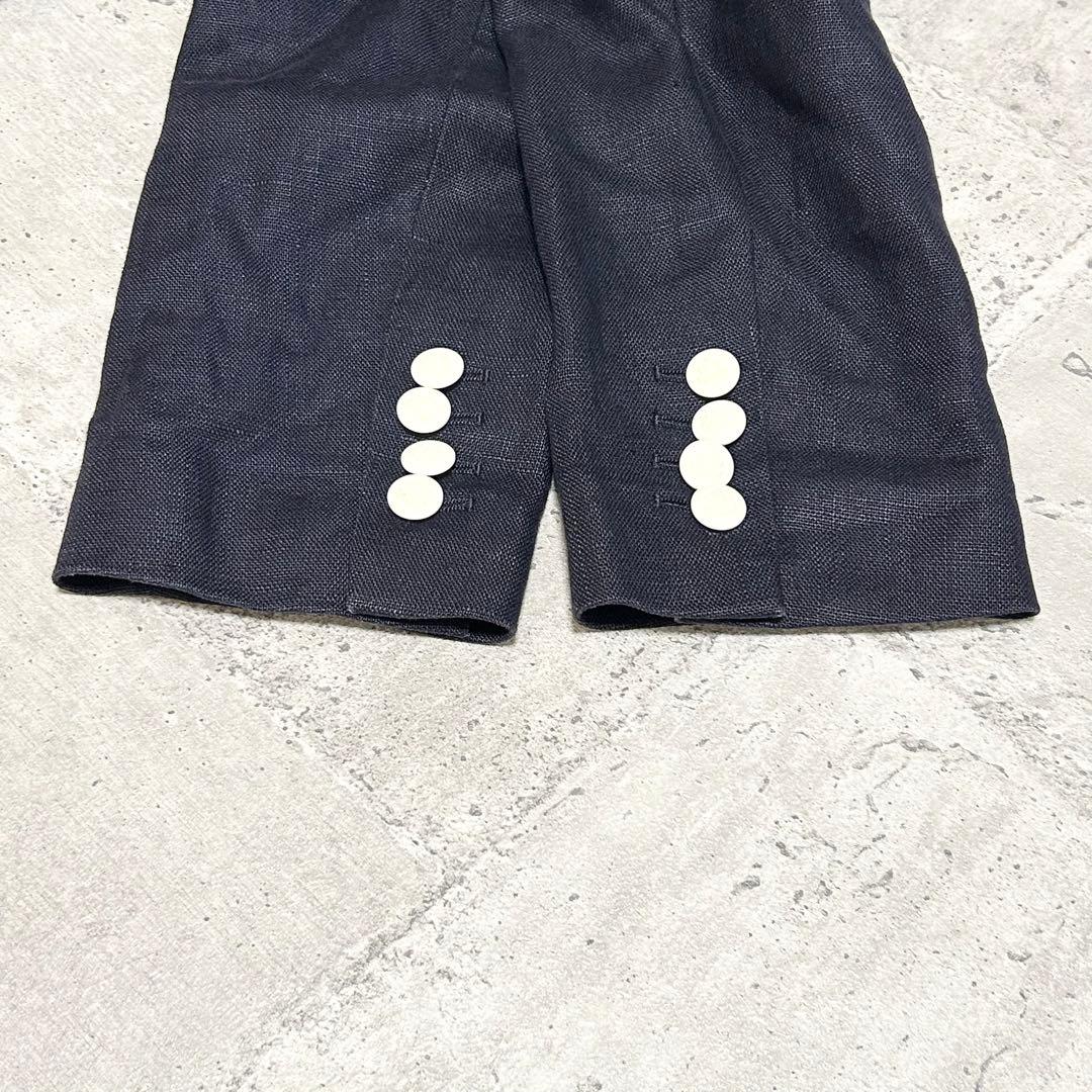 ユナイテッドアローズ リネン ダブルブレスト ジャケット【40】ネイビー