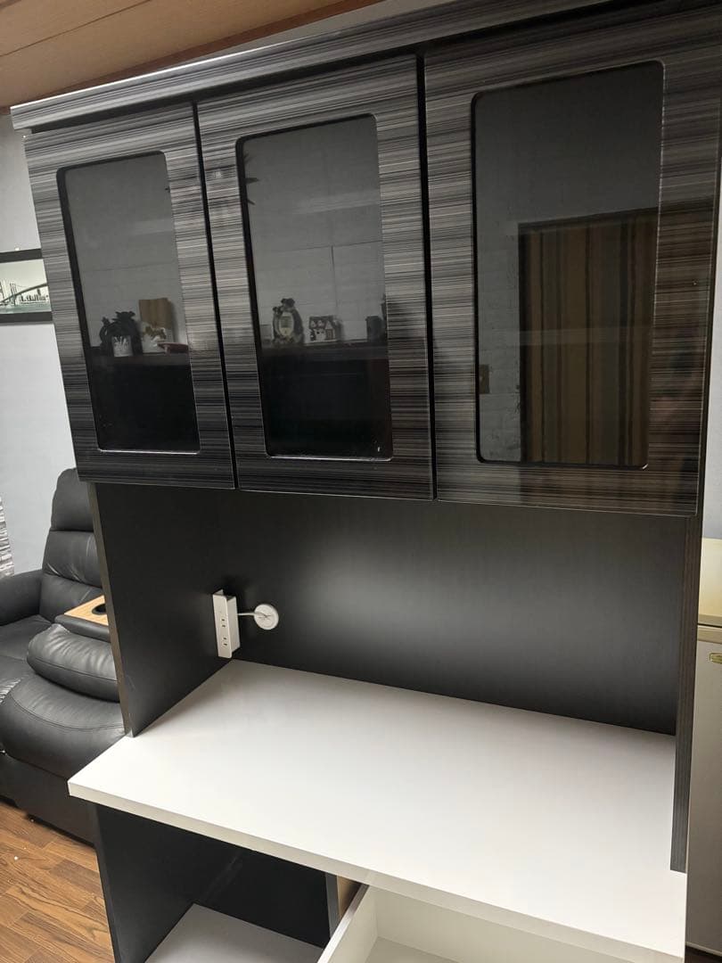 カップボード　食器棚　ブラックウッド　90cm幅