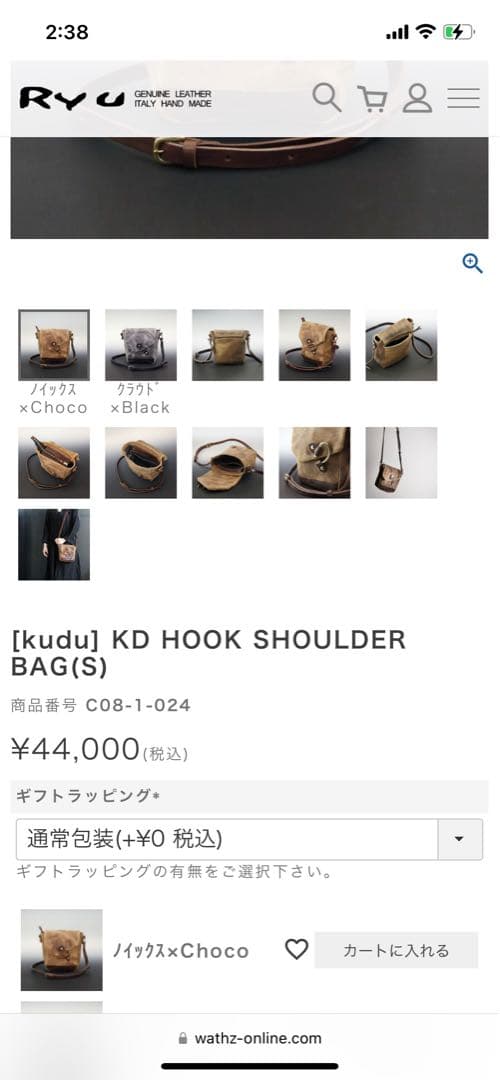 Ryu continental ショルダーバッグ　クーズーレザー