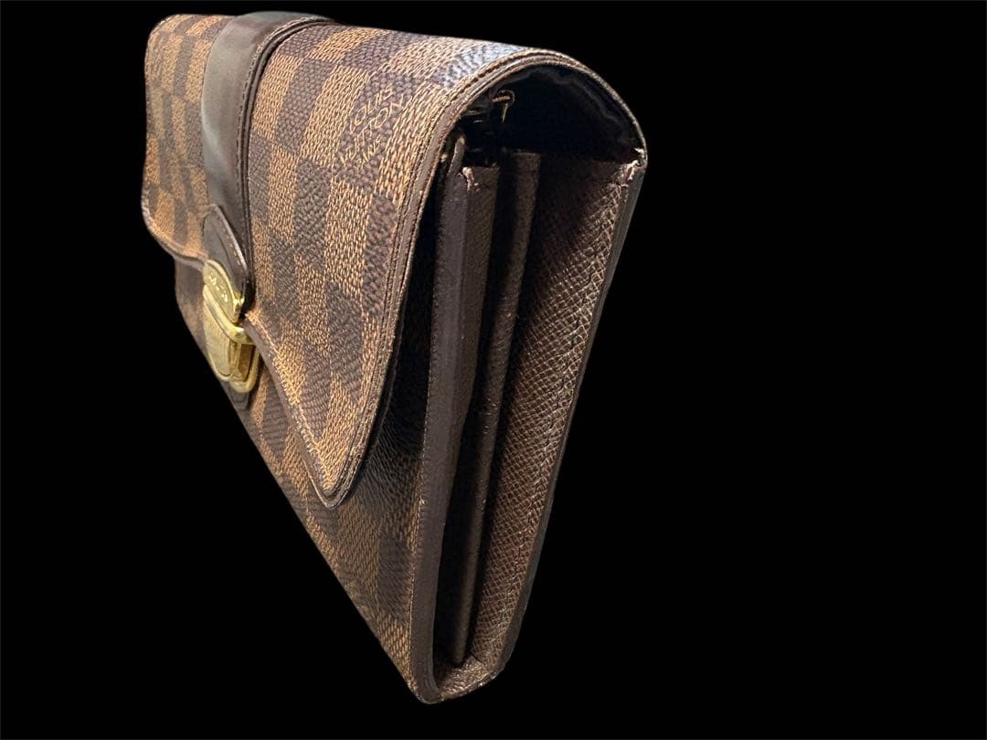 ダミエパターン長財布 ブラウン系