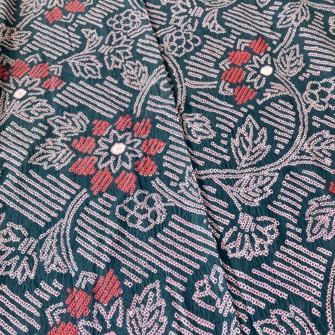 ★みっこ ★™️91/33 身丈160 濃グレー ピンク 有松絞り 絞り浴衣