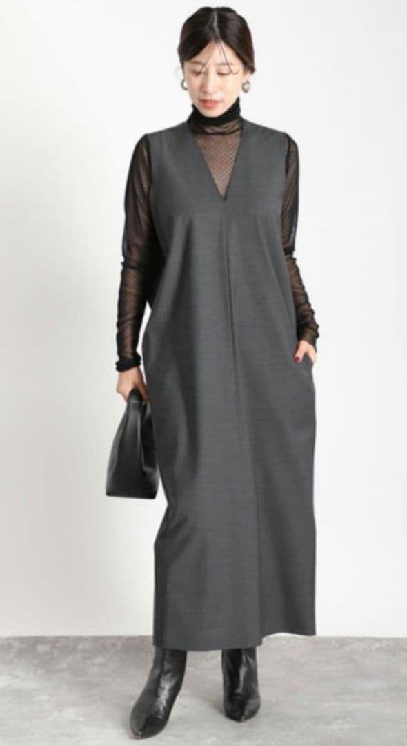 美品 ヴェルメイユパーイエナ ロングVネック ワンピース ※着丈お直し