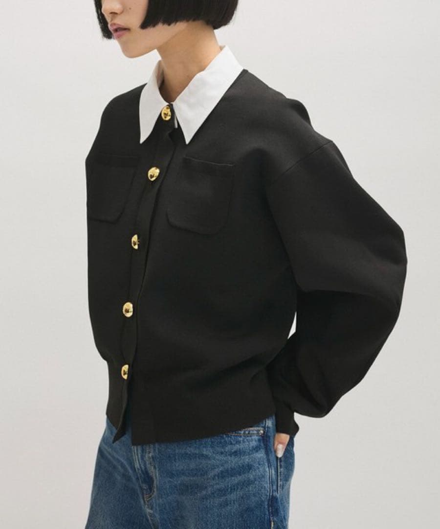 アダムエロペ 【WEB限定】・【サステナブル】カラー付きカーディガン