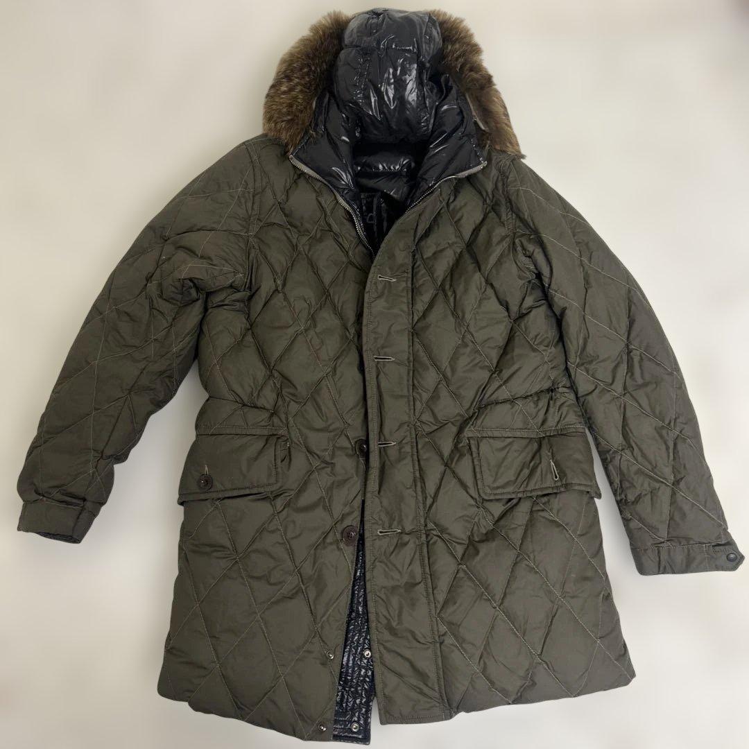 【美品】モンクレール アンドレ リバーシブルダウンコート ブラック　ファー　L