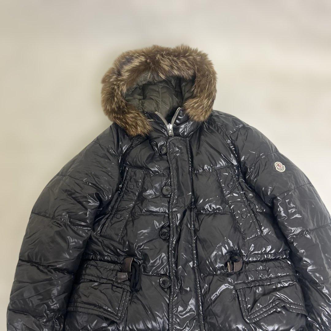 【美品】モンクレール アンドレ リバーシブルダウンコート ブラック　ファー　L