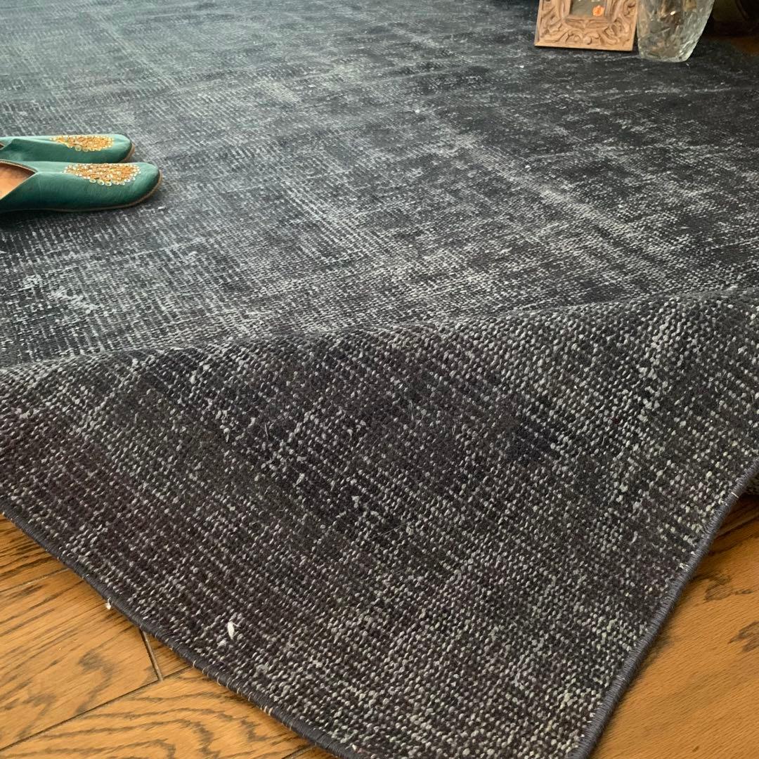 Mom　大判　トルコヴィンテージラグ　ネイビーブラック245×147