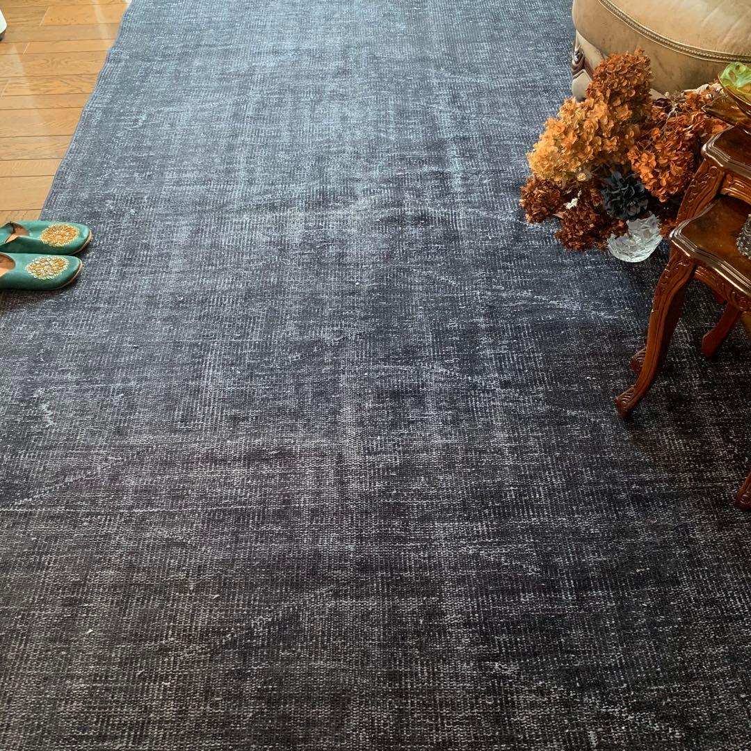 Mom　大判　トルコヴィンテージラグ　ネイビーブラック245×147