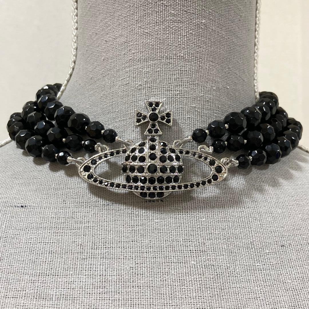 Vivienne Westwood｜3連ブラックチョーカー　シルバー