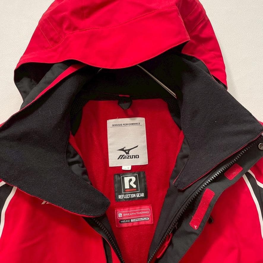 【やまみ】ミズノ スキーウェア 上S 下M セットアップ 赤 ブレスサーモ