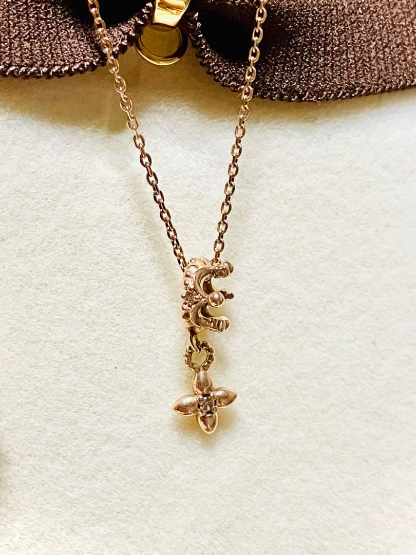 IMPRESSE K10 王冠＆クロスモチーフネックレス ピンクゴールド