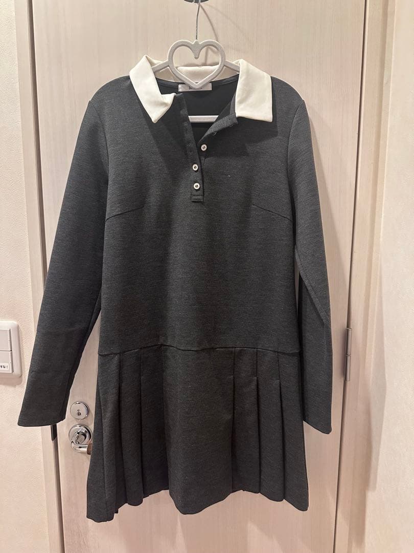 SNIDEL 衿つきプリーツカットミニワンピース グレー