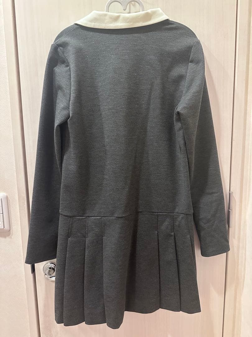 SNIDEL 衿つきプリーツカットミニワンピース グレー