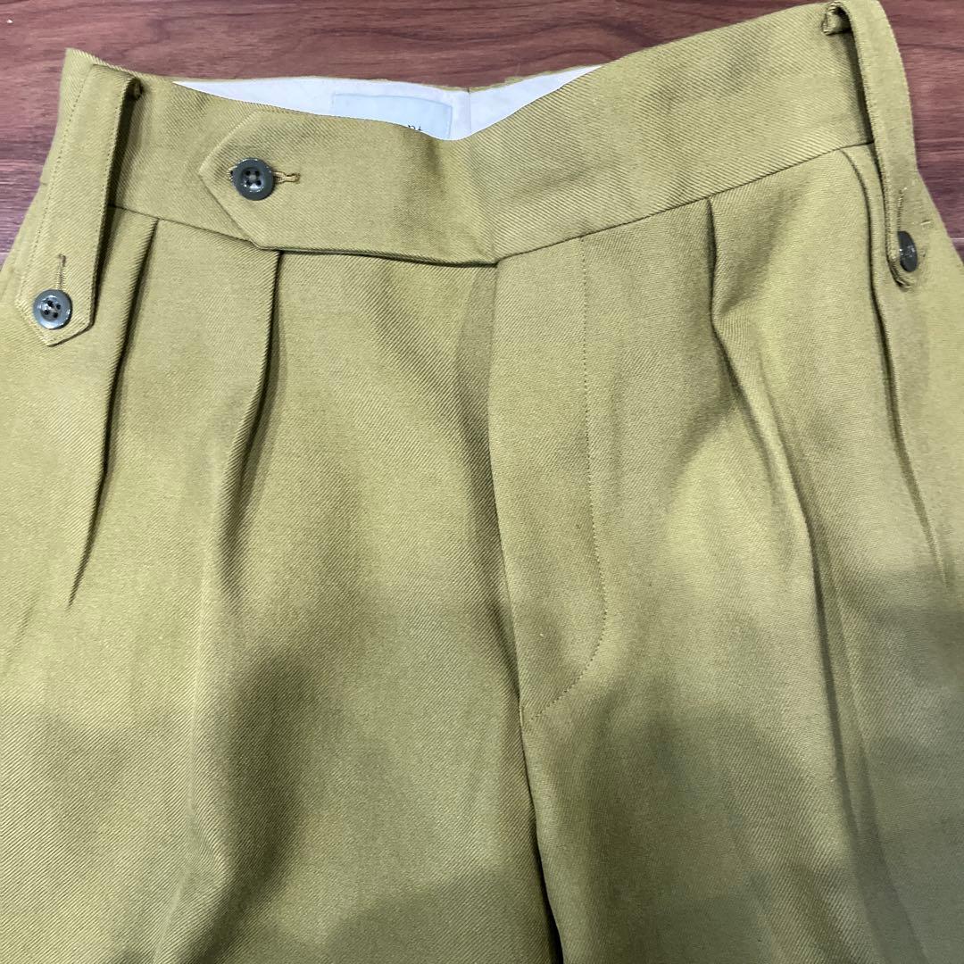 TANGENT オリーブグリーン ダブルボタンスラックス