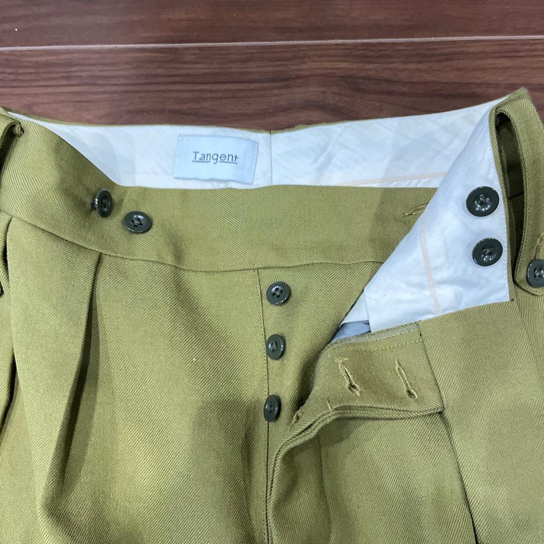 TANGENT オリーブグリーン ダブルボタンスラックス