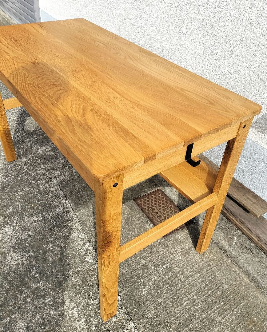 MUJI 無印 オーク 無垢材デスク（引出・足元棚付)