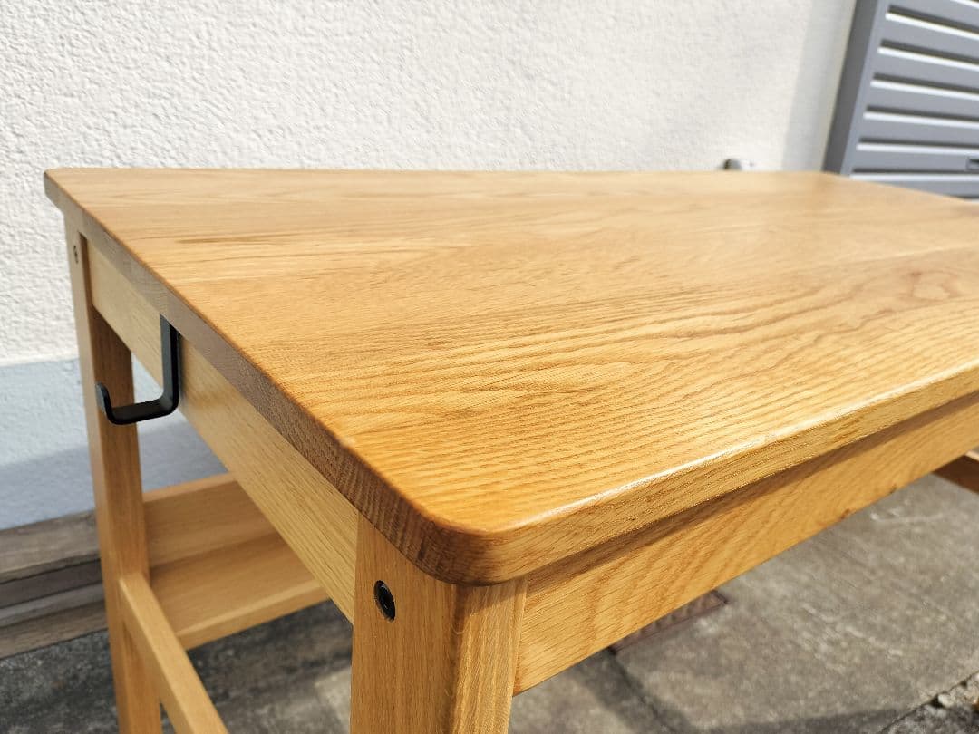 MUJI 無印 オーク 無垢材デスク（引出・足元棚付)