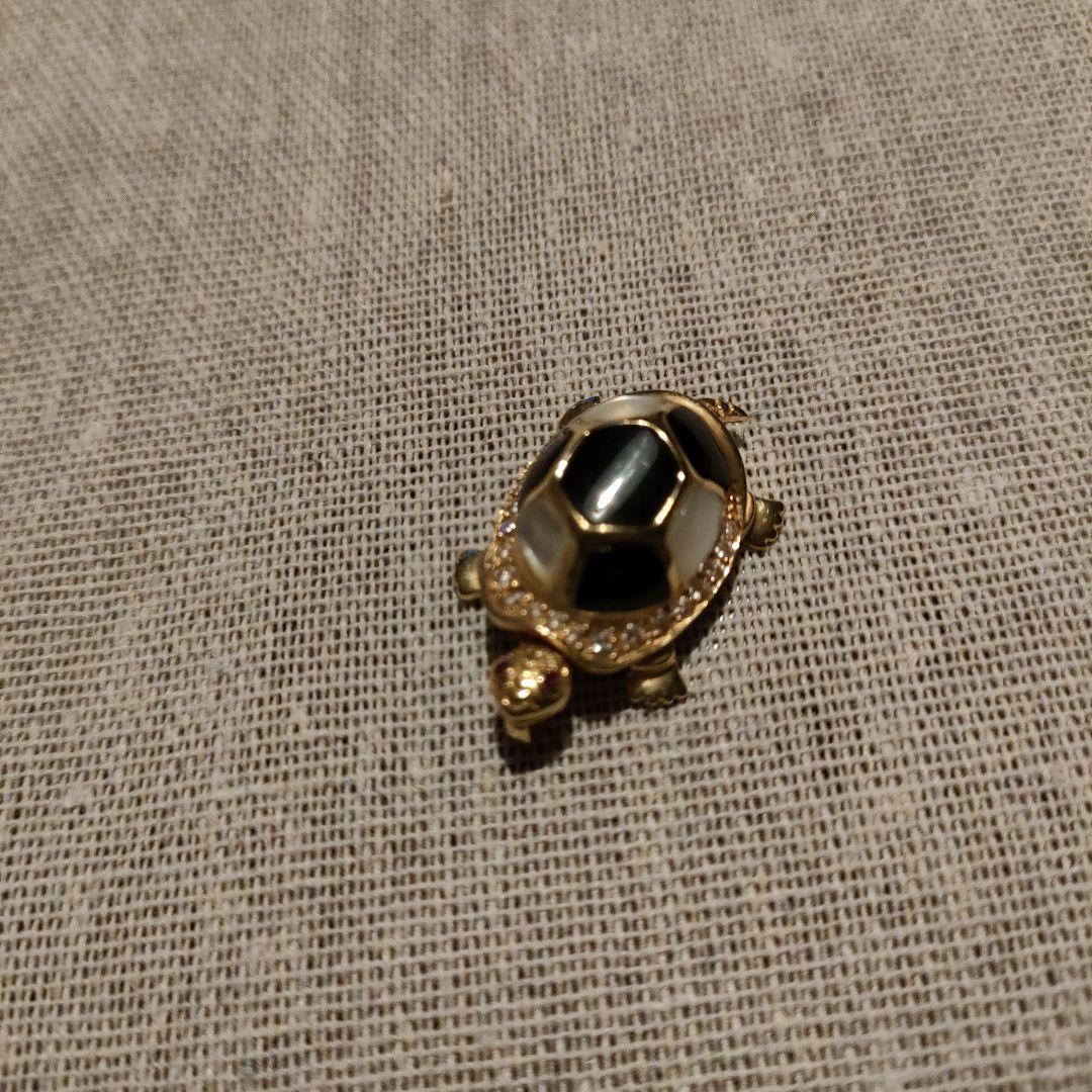 K18 天然ダイヤモンド0,28ct 亀型パールペンダント トップ　総重量10g