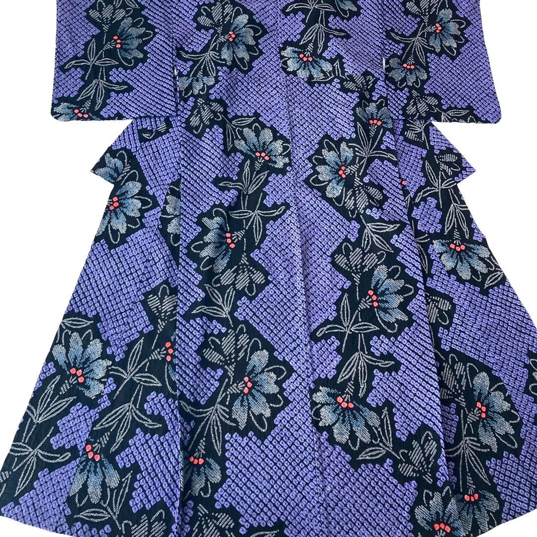 ★ゆうこです★™️60/4紫　身丈155 有松絞り　絞り染め　絞り浴衣　浴衣