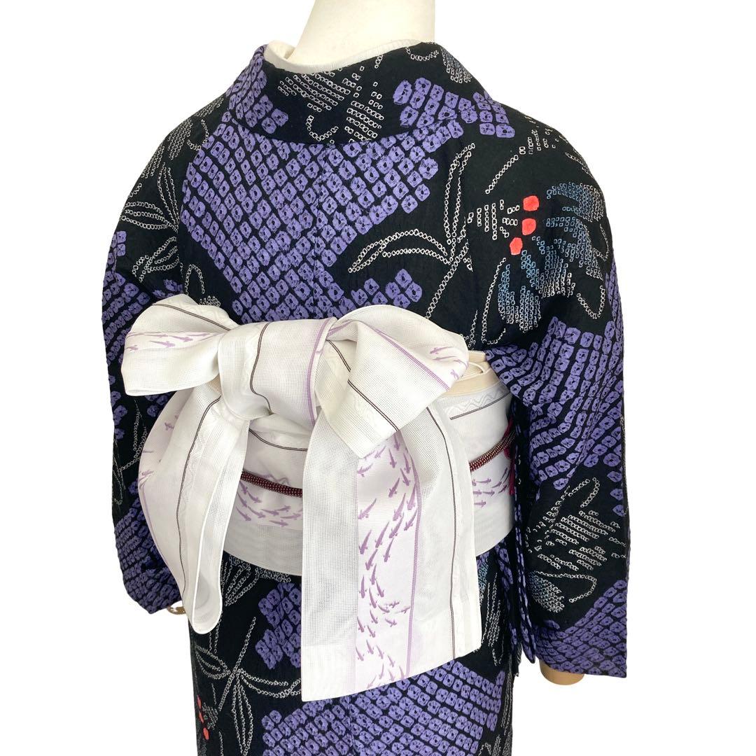 ★ゆうこです★™️60/4紫　身丈155 有松絞り　絞り染め　絞り浴衣　浴衣