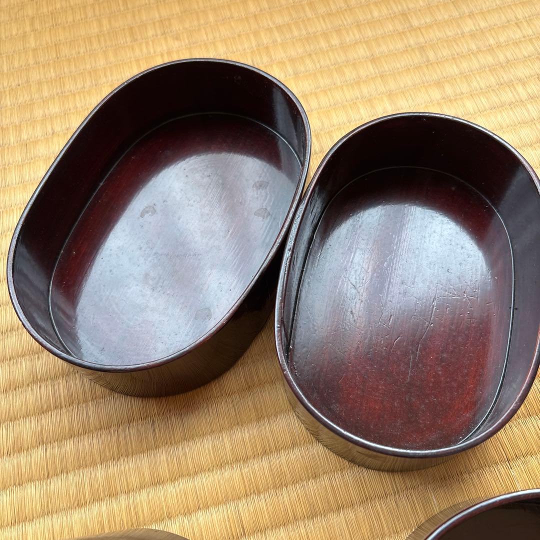 漆塗り 楕円形 重箱 仕切り付き　弁当箱　セット