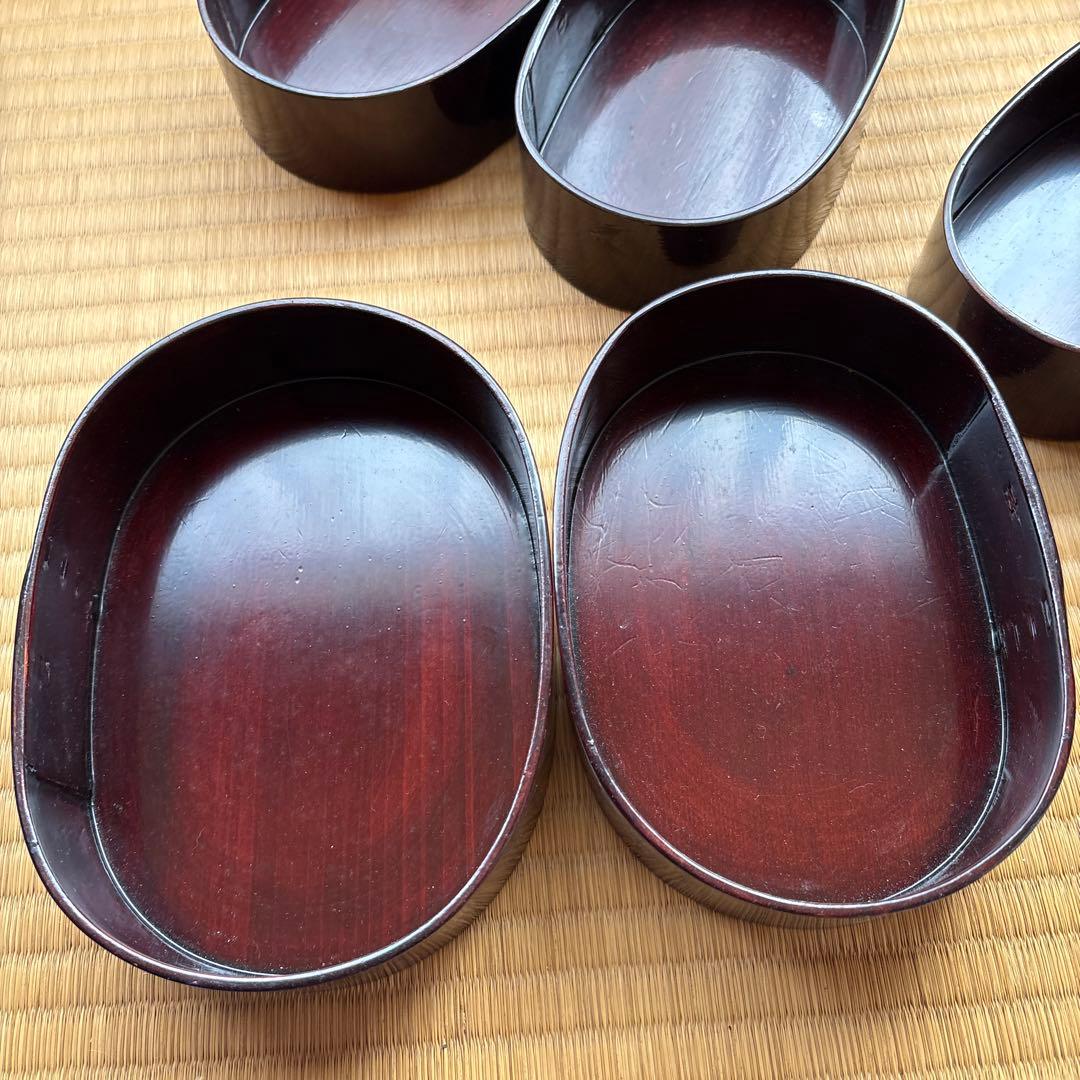 漆塗り 楕円形 重箱 仕切り付き　弁当箱　セット