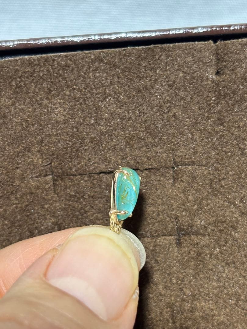 アガット　ネックレスチャーム　K10 ターコイズ　ルチルクォーツ