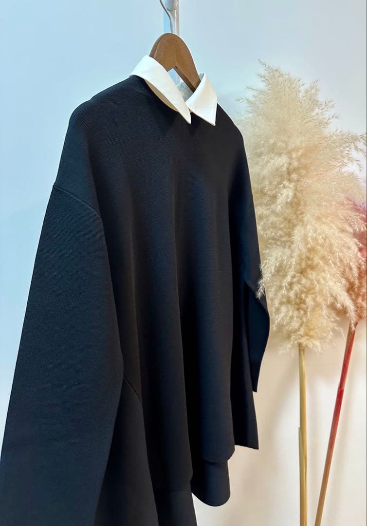 LE PHIL新品⭐️襟付きフレアニットチュニックニットポロシャツラガーシャツ