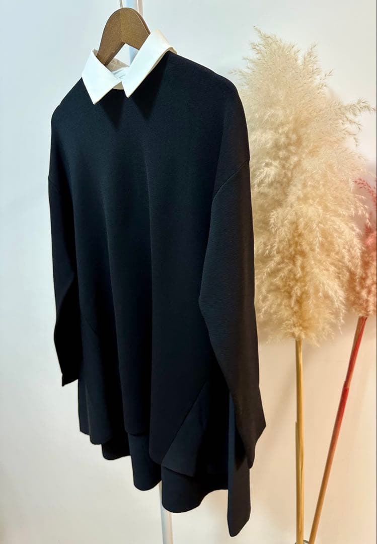 LE PHIL新品⭐️襟付きフレアニットチュニックニットポロシャツラガーシャツ