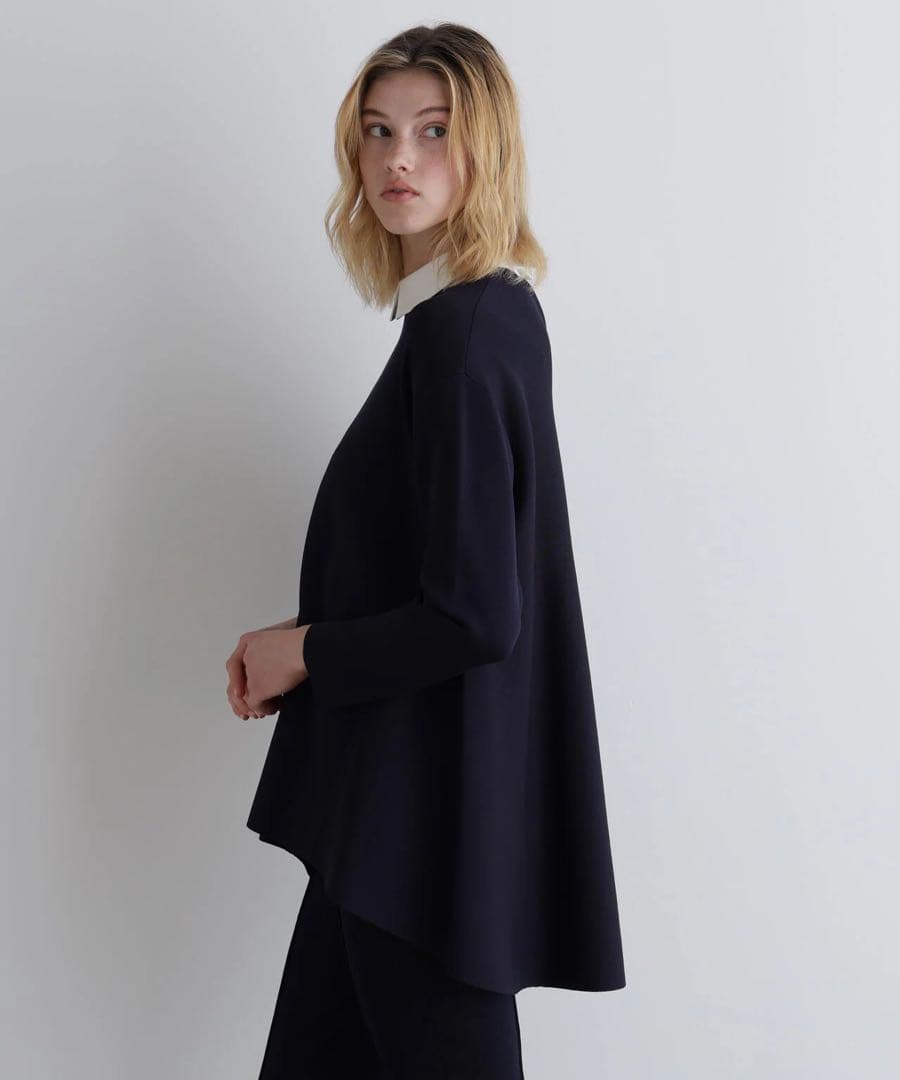 LE PHIL新品⭐️襟付きフレアニットチュニックニットポロシャツラガーシャツ