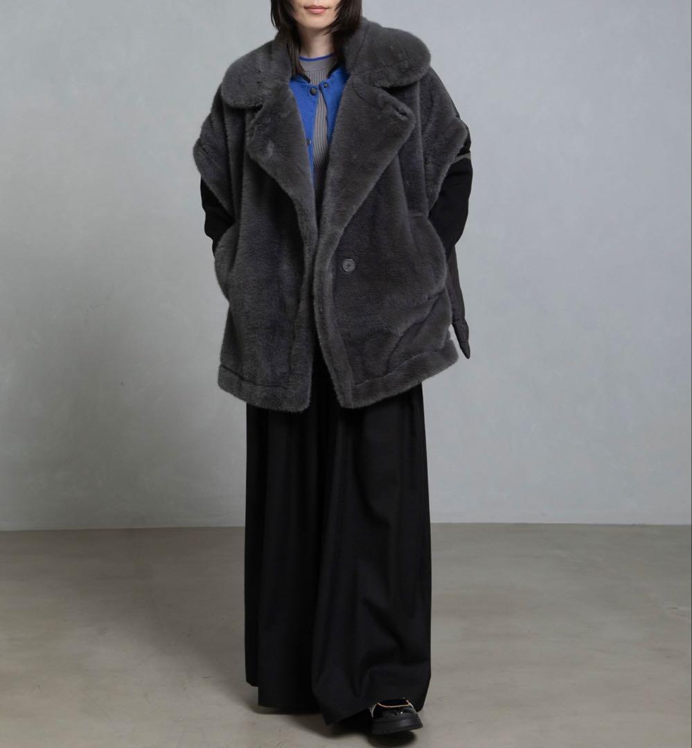 最終値下げ！✨超美品✨タグ付マルシャルテル フェイクファーベスト2 グレー