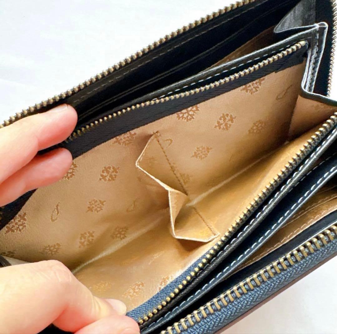 【美品】DAKOTA ダコタ トリコローレラウンドファスナー長財布 ブラック 黒