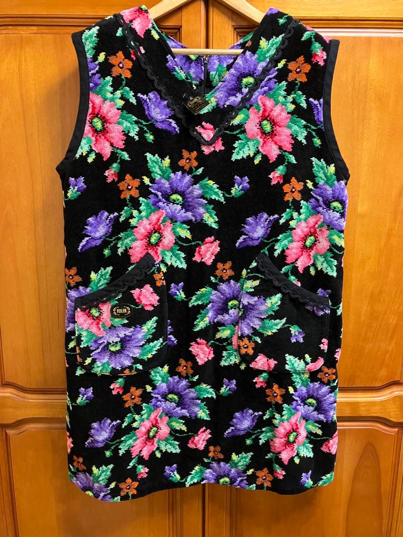 新品未使用 FEILER フェイラー シュニール織　 花柄 エプロン