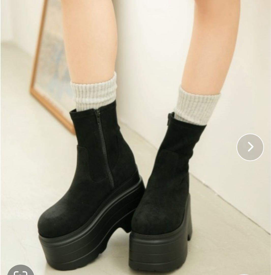 【R&E】ボリュームソールストレッチショートブーツ