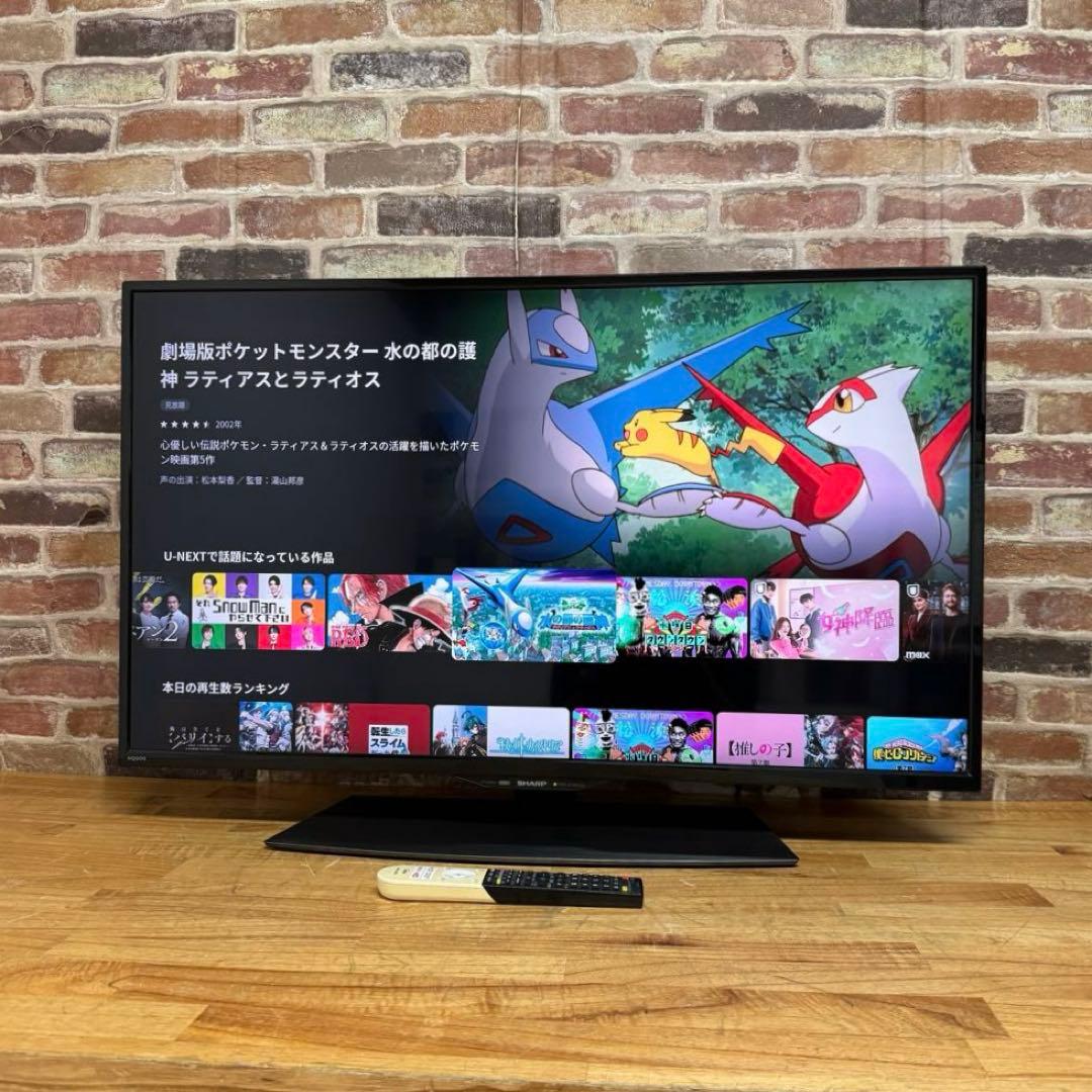 シャープ 40V型 4K液晶テレビ AQUOS 4T-C40BJ1 動画アプリ○