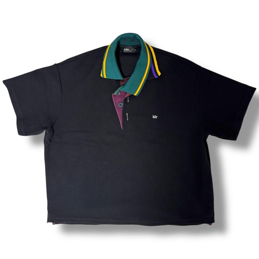 【美品】Kolor 23ss ドッキングポロシャツ サイズ2 ブラック