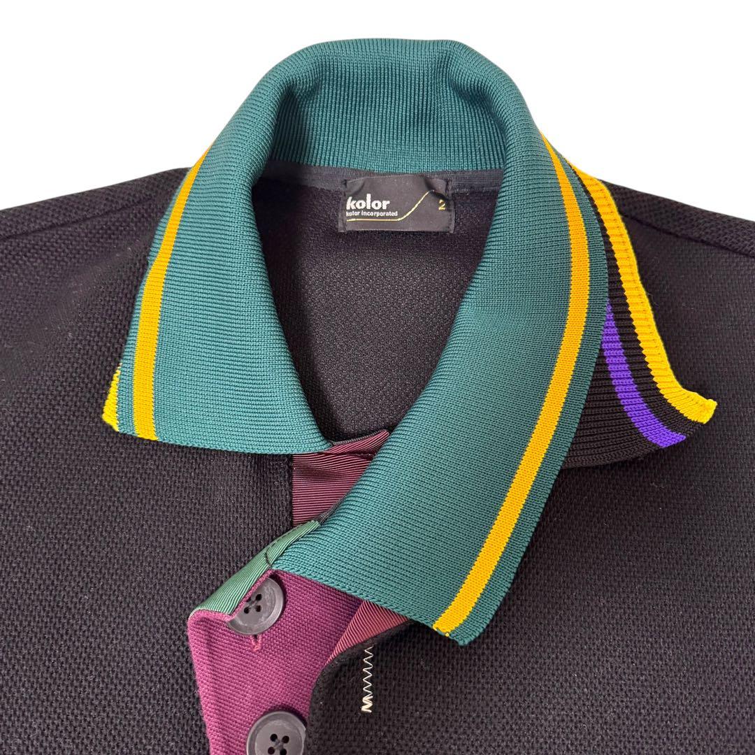 【美品】Kolor 23ss ドッキングポロシャツ サイズ2 ブラック