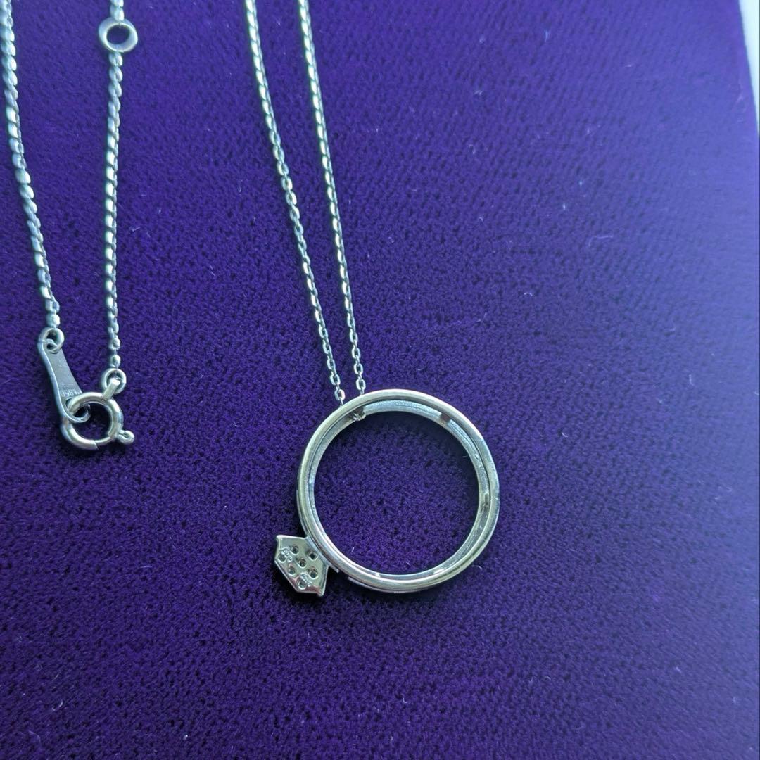 れ*ょ様 プラチナpt850 リング型ダイヤモンドネックレス 3g